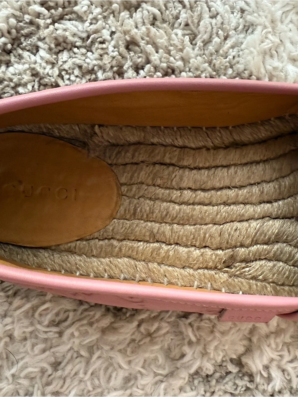 Gucci Pink GG Embossed Leather Espadrilles